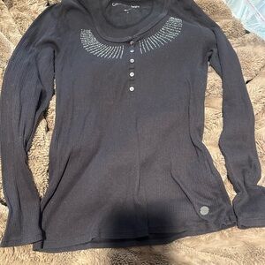 Calvin Klein Jeans Black Button Down Shirt with Embellishments